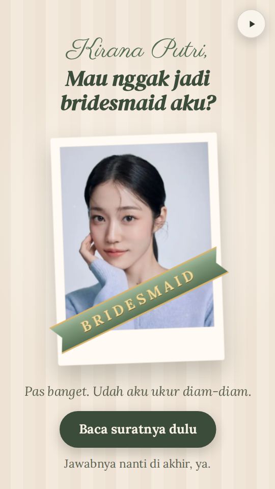 Tampilan template Selempang Bridesmaid